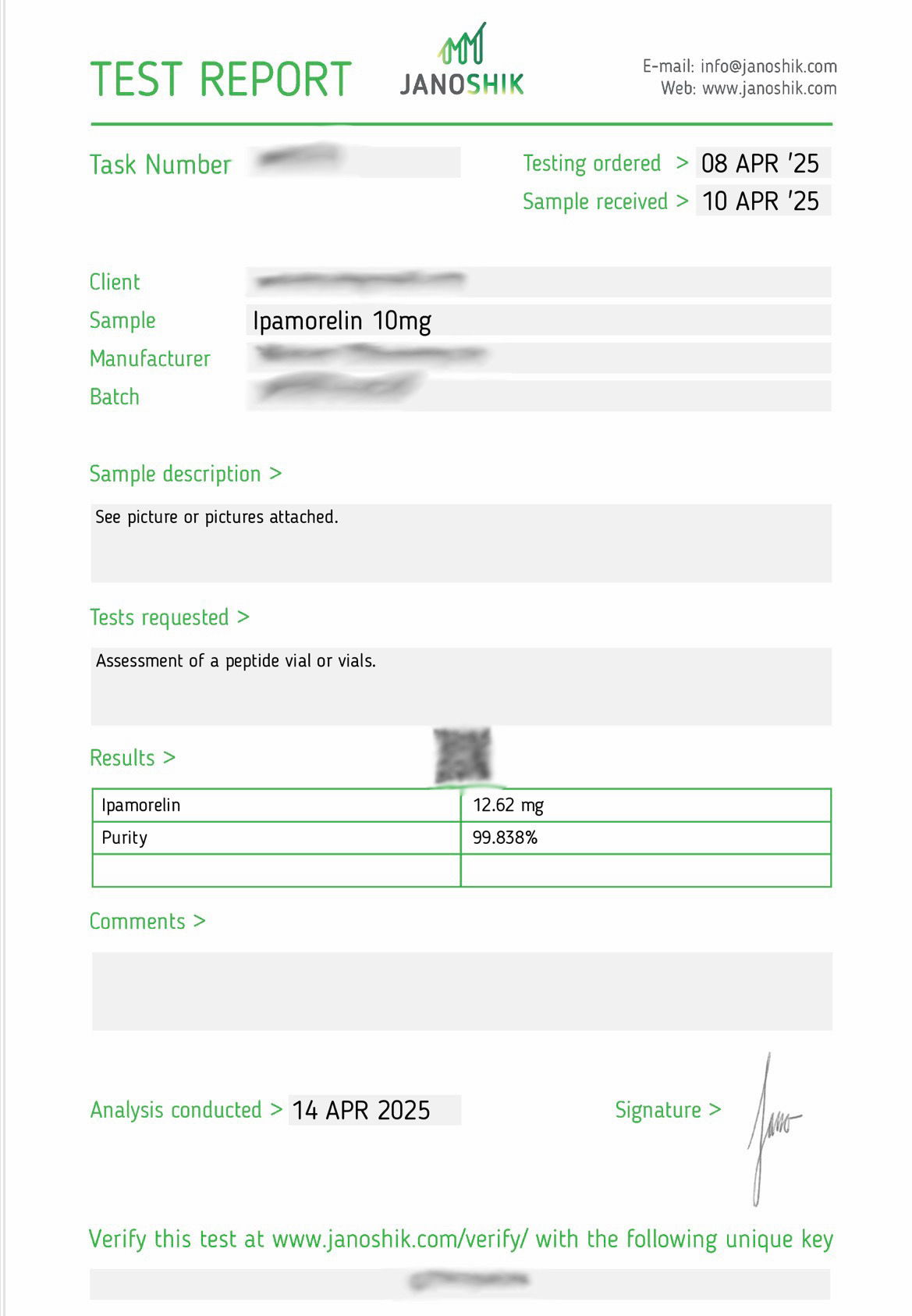 Ipamorelin 10MG Lab Report